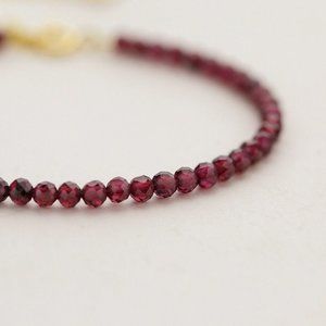 Natural Garnet Gemstone Bracelet- Healing Crystal Balance Calming Dainty